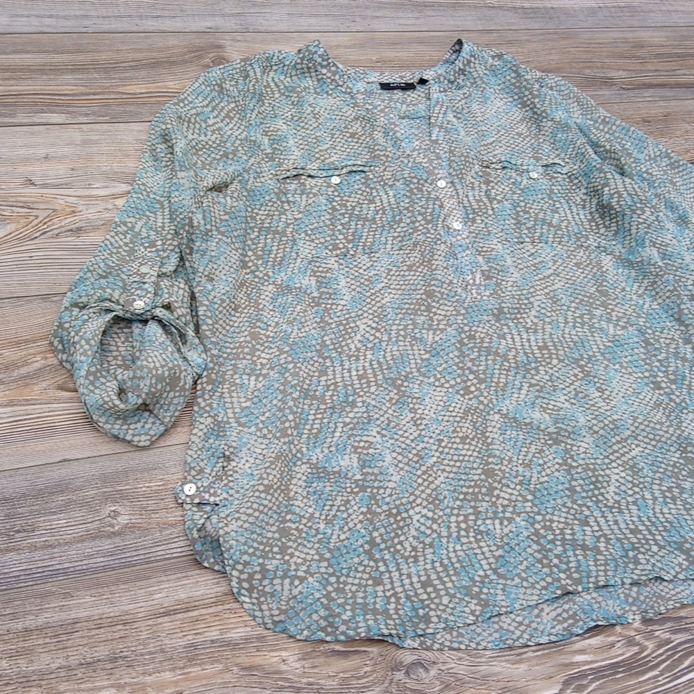 Patterned Lightweight Sheer Blouse Top - image 3